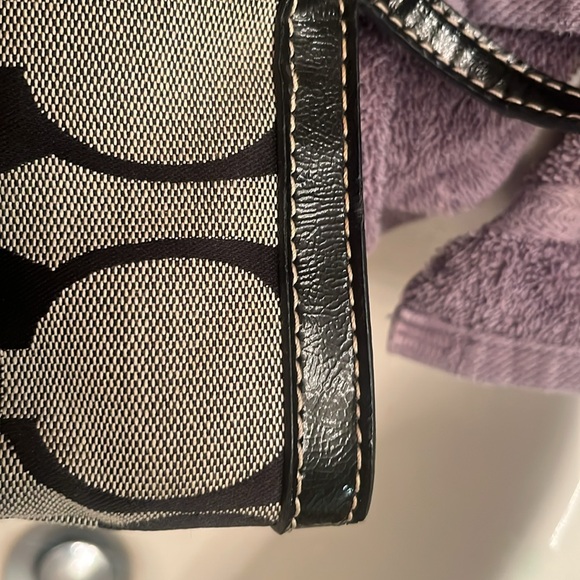 Coach Black and Brown Signature Tote with Leather Trim - Picture 13 of 15